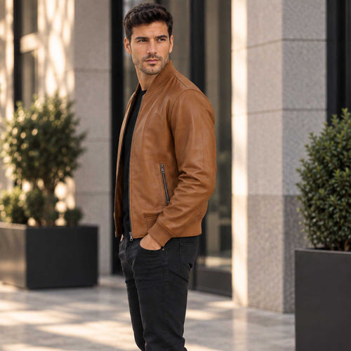 AeroSable Heritage MA-1 Brown Leather Bomber Jacket